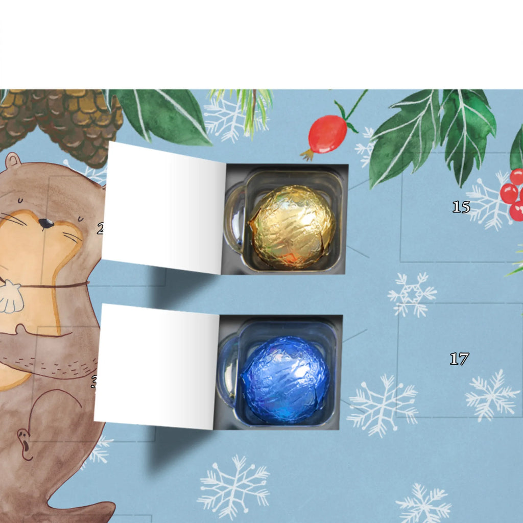 Personalisierter Schoko Adventskalender Otter Muschel Personalisierter Adventskalender, Adventskalender mit Namen, Otter, Fischotter, Seeotter, Otterliebe, grübeln, träumen, Motivation, Tagträumen, Büro