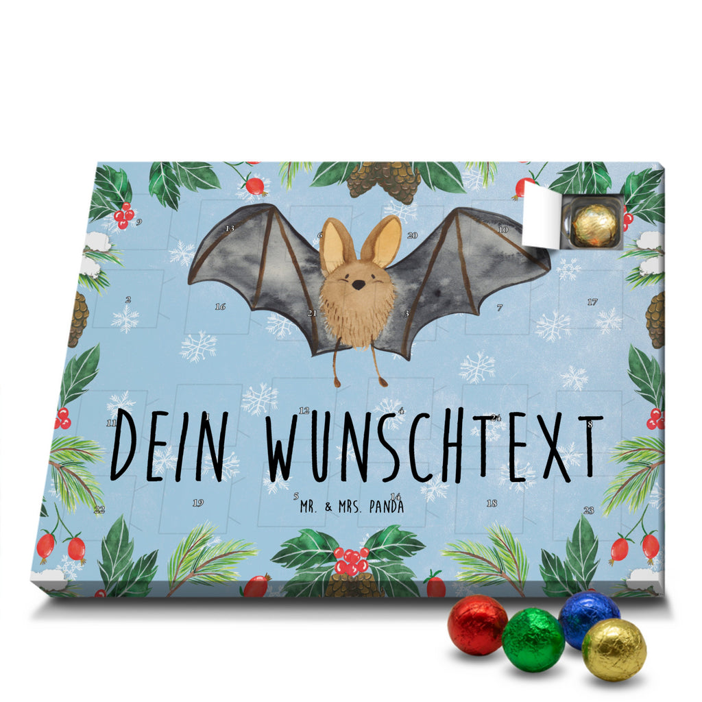 Personalisierter Schoko Adventskalender Fledermaus Flügel Personalisierter Adventskalender, Adventskalender mit Namen, Tiermotive, Gute Laune, lustige Sprüche, Tiere