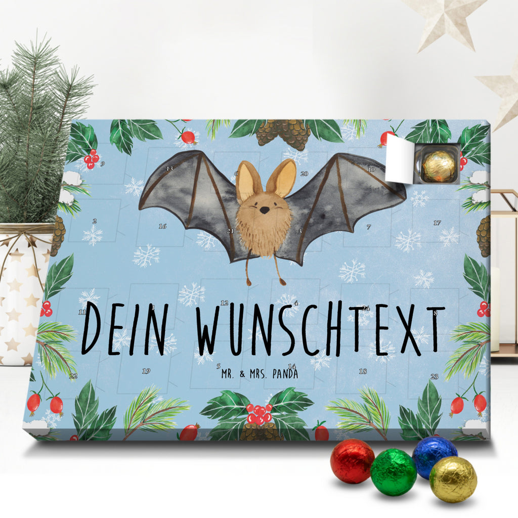 Personalisierter Schoko Adventskalender Fledermaus Flügel Personalisierter Adventskalender, Adventskalender mit Namen, Tiermotive, Gute Laune, lustige Sprüche, Tiere