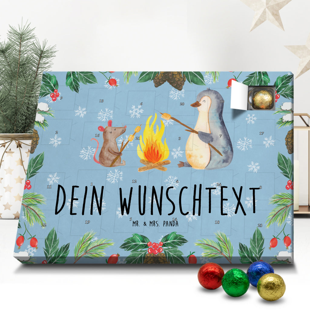 Personalisierter Schoko Adventskalender Pinguin Lagerfeuer Personalisierter Adventskalender, Adventskalender mit Namen, Pinguin, Maus, Pinguine, Lagerfeuer, Leben, Arbeit, Job, Motivation, Büro, Büroalltag, Lebensspruch, Lebensmotivation, Neustart, Liebe, grillen, Feuer, Marshmallows