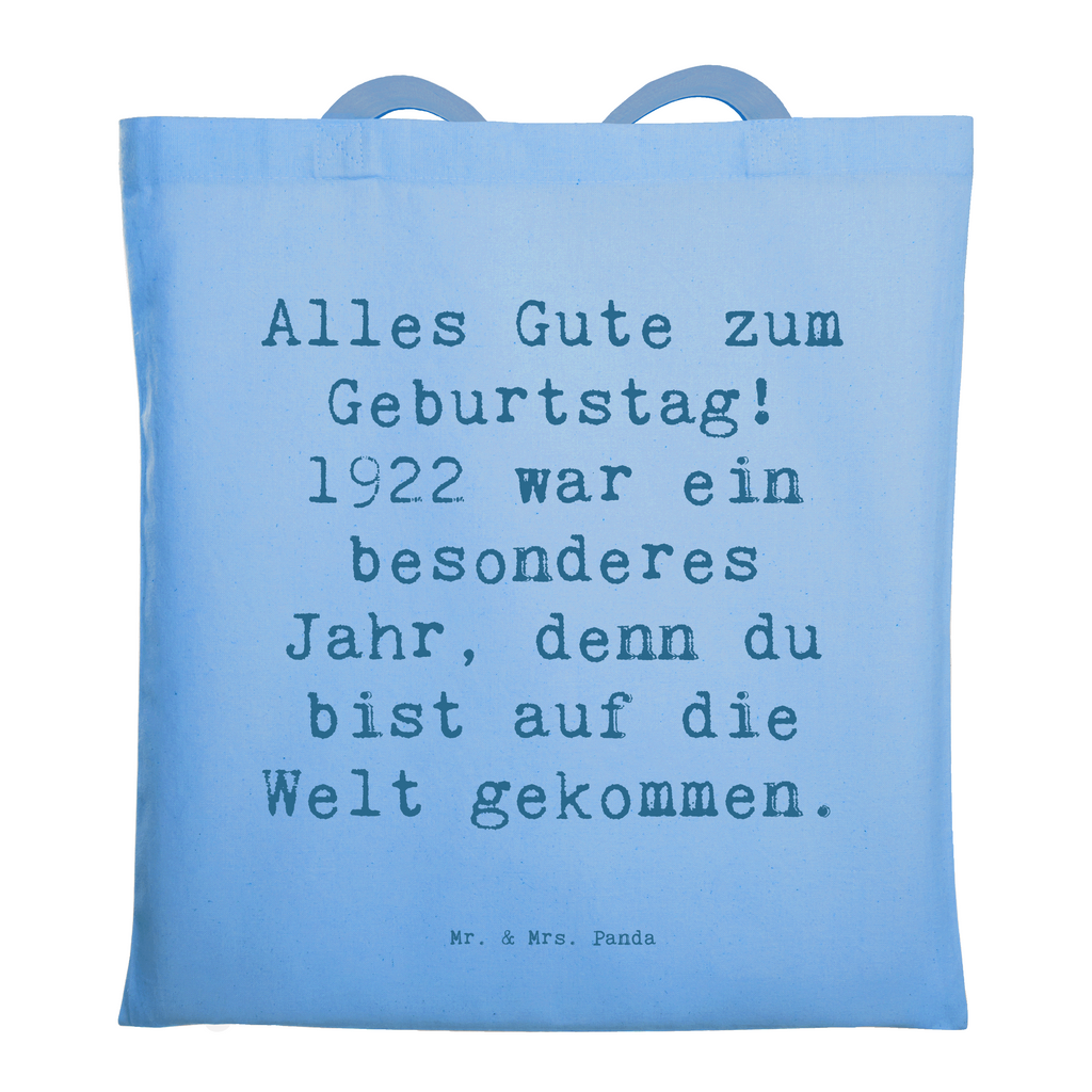 Tragetasche Spruch Alles Gute zum Geburtstag! 1922 war ein besonderes Jahr, denn du bist auf die Welt gekommen. Beuteltasche, Beutel, Einkaufstasche, Jutebeutel, Stoffbeutel, Tasche, Shopper, Umhängetasche, Strandtasche, Schultertasche, Stofftasche, Tragetasche, Badetasche, Jutetasche, Einkaufstüte, Laptoptasche, Geburtstag, Geburtstagsgeschenk, Geschenk