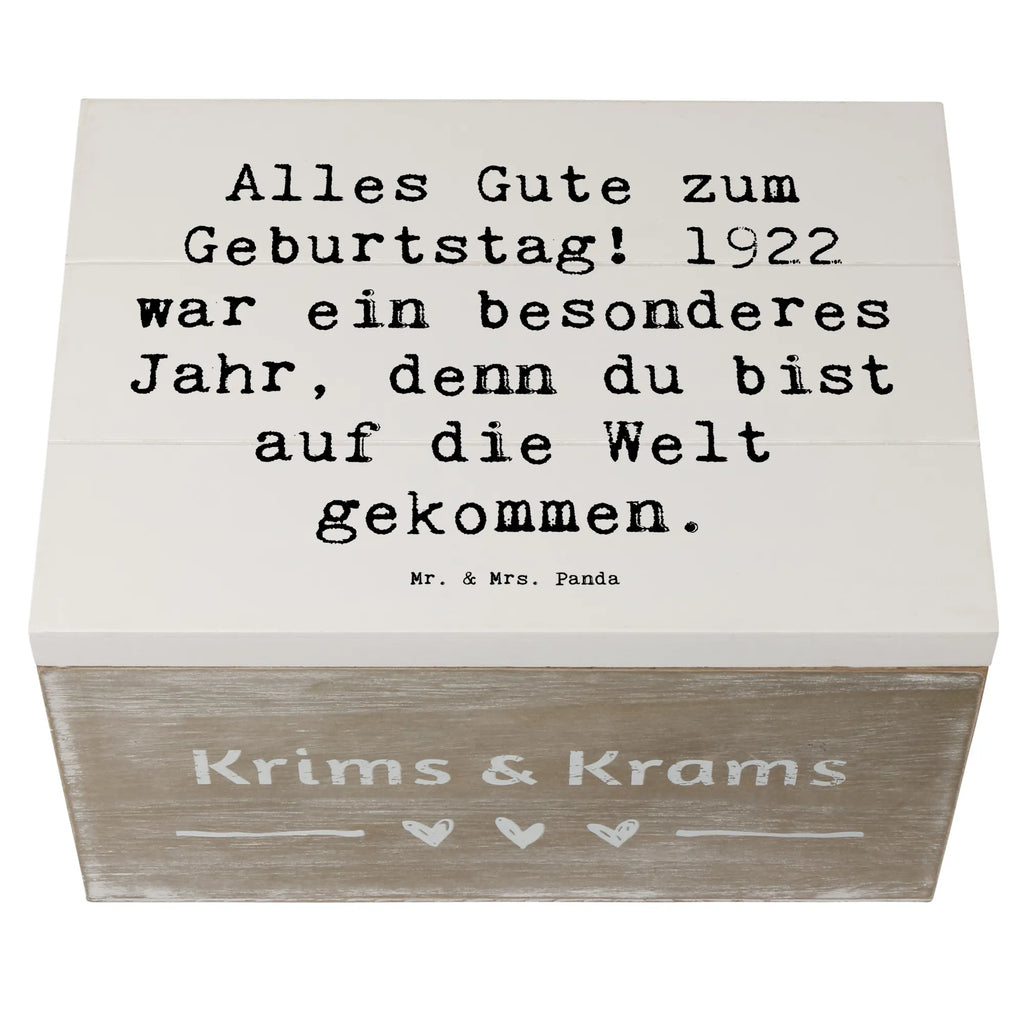 Holzkiste Spruch Alles Gute zum Geburtstag! 1922 war ein besonderes Jahr, denn du bist auf die Welt gekommen. Holzkiste, Kiste, Schatzkiste, Truhe, Schatulle, XXL, Erinnerungsbox, Erinnerungskiste, Dekokiste, Aufbewahrungsbox, Geschenkbox, Geschenkdose, Geburtstag, Geburtstagsgeschenk, Geschenk