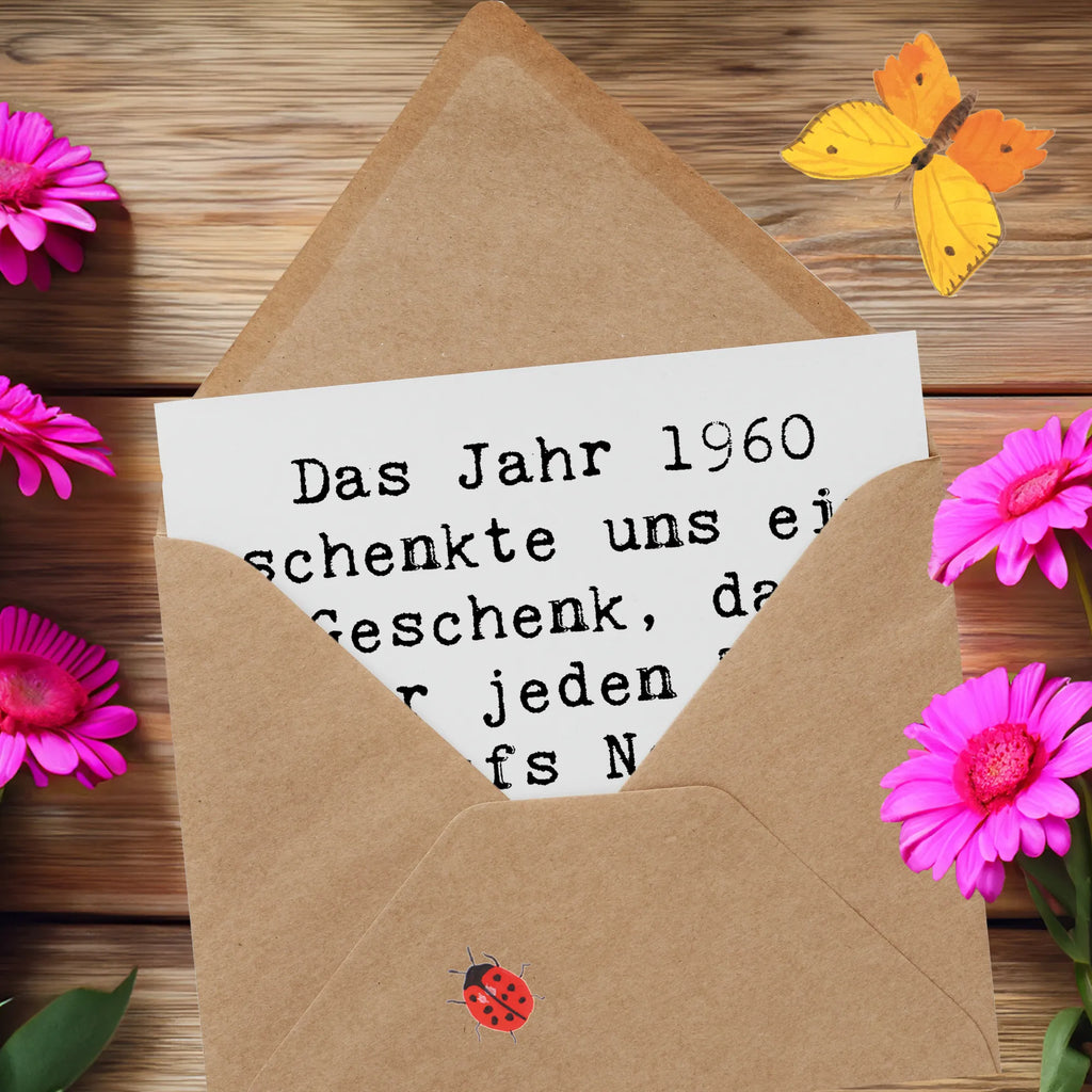 Deluxe Karte Spruch 1960 Geburtstag Karte, Grußkarte, Klappkarte, Einladungskarte, Glückwunschkarte, Hochzeitskarte, Geburtstagskarte, Hochwertige Grußkarte, Hochwertige Klappkarte, Geburtstag, Geburtstagsgeschenk, Geschenk