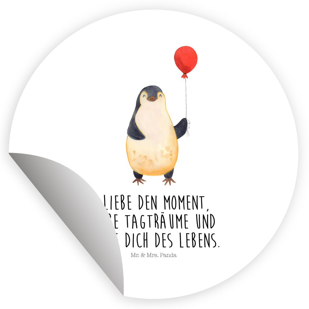 Rund Aufkleber Pinguin Luftballon Sticker, Aufkleber, Etikett, Kinder, rund, Pinguin, Pinguine, Luftballon, Tagträume, Lebenslust, Geschenk Freundin, Geschenkidee, beste Freundin, Motivation, Neustart, neues Leben, Liebe, Glück