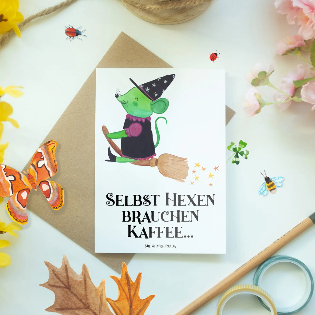 Grußkarte Halloween-Hexen Kaffee Grußkarte, Klappkarte, Einladungskarte, Glückwunschkarte, Hochzeitskarte, Geburtstagskarte, Karte, Ansichtskarten, Halloween, Deko, Martinssingen, Dekoration, Geschenke, Schenken