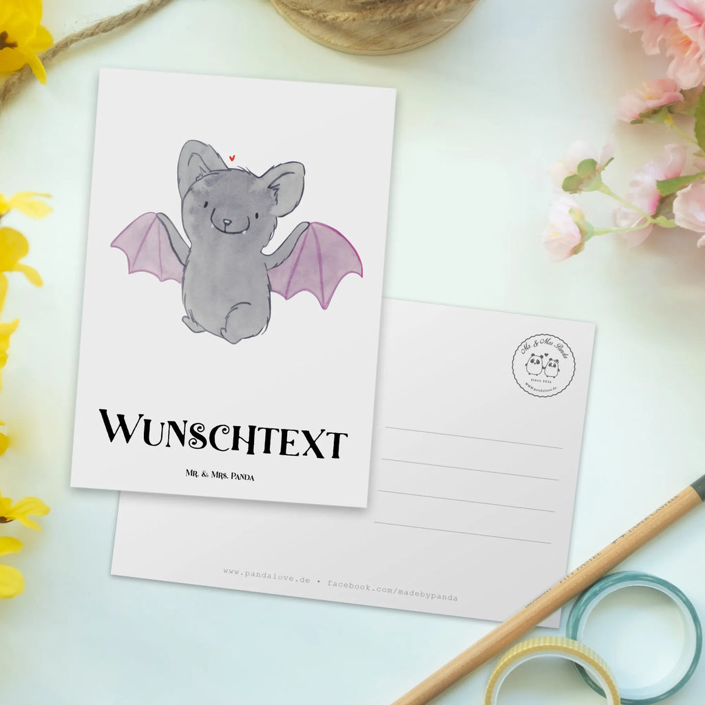 Personalisierte Postkarte Fledermaus Classic Postkarte mit Namen, Postkarte bedrucken, Postkarte mit Wunschtext, Postkarte personalisierbar, Geschenkkarte mit Namen, Grußkarte mit Namen, Karte mit Namen, Einladung mit Namen, Ansichtskarte mit Namen, Geschenkkarte mit Wunschtext, Grußkarte mit Wunschtext, Karte mit Wunschtext, Einladung mit Wunschtext, Ansichtskarte mit Wunschtext, Halloween, Deko, Martinssingen, Dekoration, Geschenke, Schenken