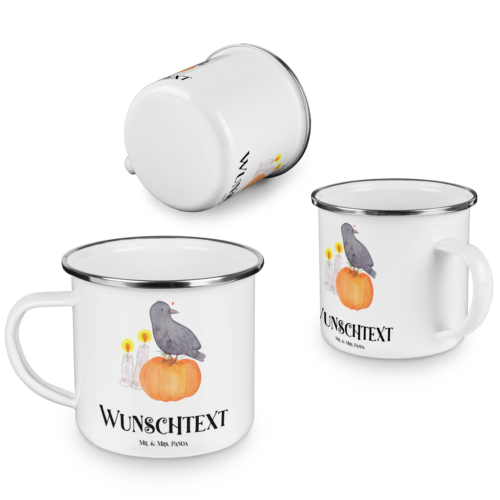 Personalisierte Emaille Tasse Krähe Halloween Emaille Tasse personalisiert, Emaille Tasse mit Namen, Campingtasse personalisiert, Namenstasse, Campingtasse bedrucken, Campinggeschirr personalsisert, tasse mit namen, personalisierte tassen, personalisierte tasse, tasse selbst gestalten, tasse bedrucken, tassen bedrucken, Halloween, Deko, Martinssingen, Dekoration, Geschenke, Schenken