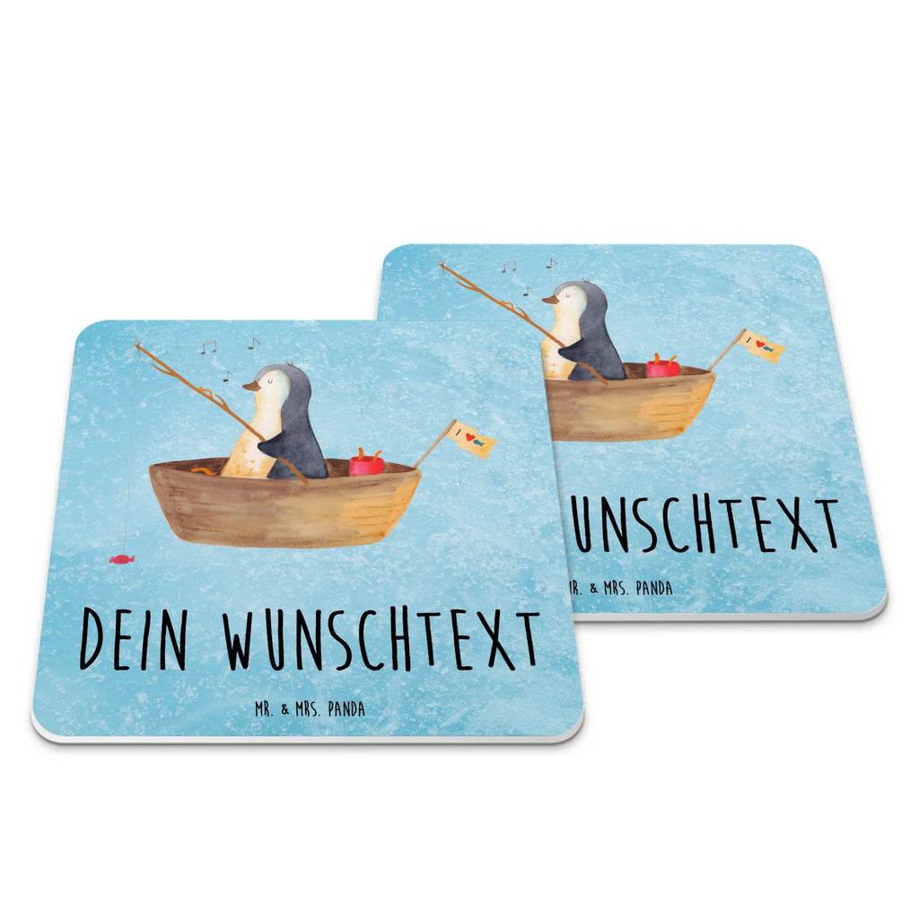 Personalisiertes Untersetzer Set Pinguin Angelboot Personalisierte Untersetzer, Pinguin, Pinguine, Angeln, Boot, Angelboot, Lebenslust, Leben, genießen, Motivation, Neustart, Neuanfang, Trennung, Scheidung, Geschenkidee Liebeskummer