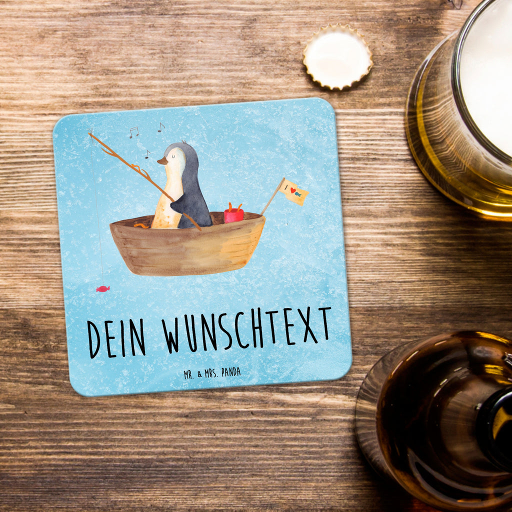 Personalisiertes Untersetzer Set Pinguin Angelboot Personalisierte Untersetzer, Pinguin, Pinguine, Angeln, Boot, Angelboot, Lebenslust, Leben, genießen, Motivation, Neustart, Neuanfang, Trennung, Scheidung, Geschenkidee Liebeskummer