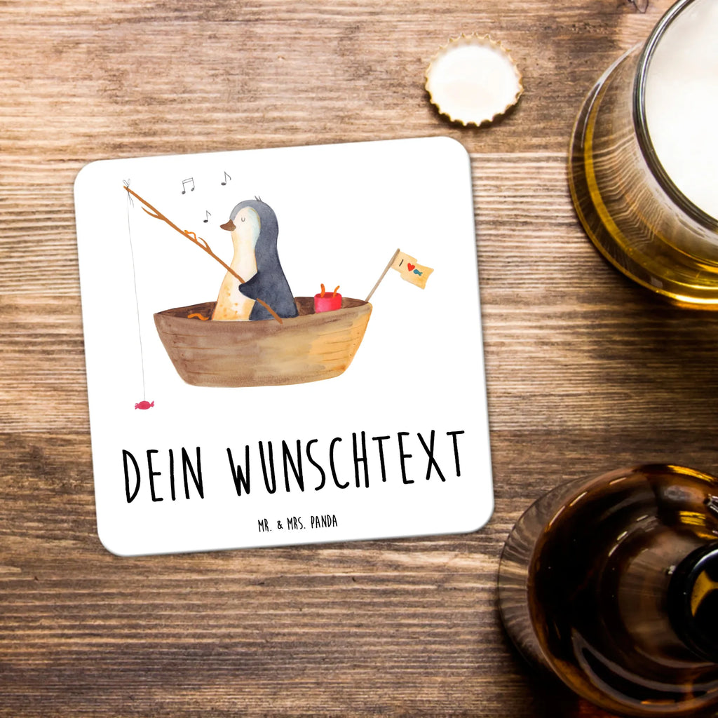 Personalisiertes Untersetzer Set Pinguin Angelboot Personalisierte Untersetzer, Pinguin, Pinguine, Angeln, Boot, Angelboot, Lebenslust, Leben, genießen, Motivation, Neustart, Neuanfang, Trennung, Scheidung, Geschenkidee Liebeskummer