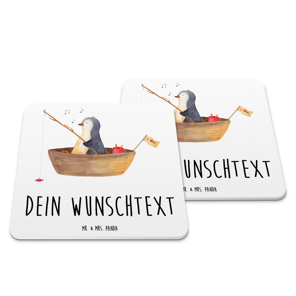 Personalisiertes Untersetzer Set Pinguin Angelboot Personalisierte Untersetzer, Pinguin, Pinguine, Angeln, Boot, Angelboot, Lebenslust, Leben, genießen, Motivation, Neustart, Neuanfang, Trennung, Scheidung, Geschenkidee Liebeskummer