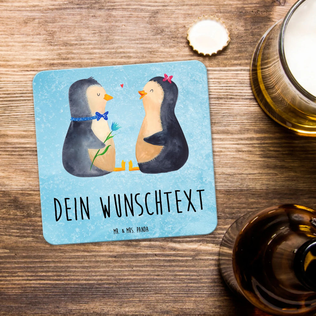 Personalisiertes Untersetzer Set Pinguin Pärchen Personalisierte Untersetzer, Pinguin, Pinguine, Liebe, Liebespaar, Liebesbeweis, Liebesgeschenk, Verlobung, Jahrestag, Hochzeitstag, Hochzeit, Hochzeitsgeschenk, große Liebe, Traumpaar