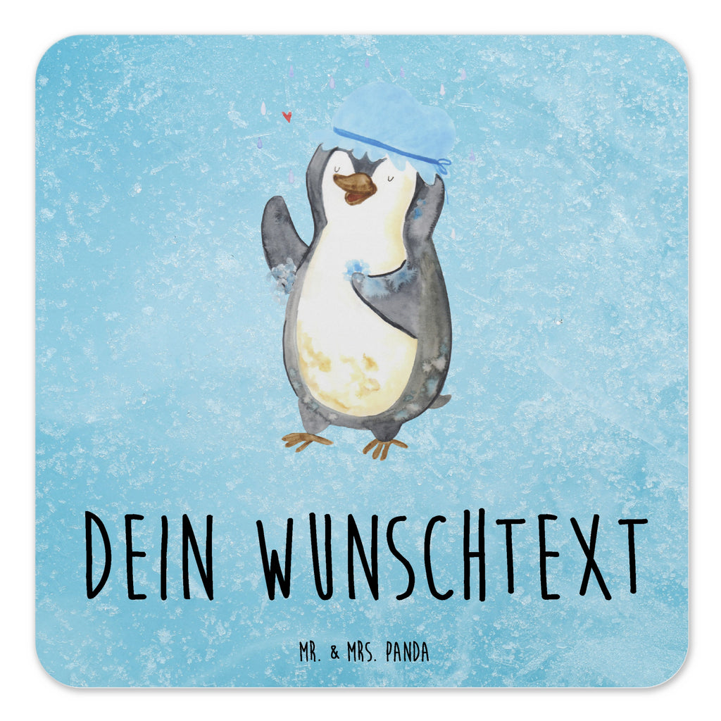 Personalisiertes Untersetzer Set Pinguin Duschen Personalisierte Untersetzer, Pinguin, Pinguine, Dusche, duschen, Lebensmotto, Motivation, Neustart, Neuanfang, glücklich sein