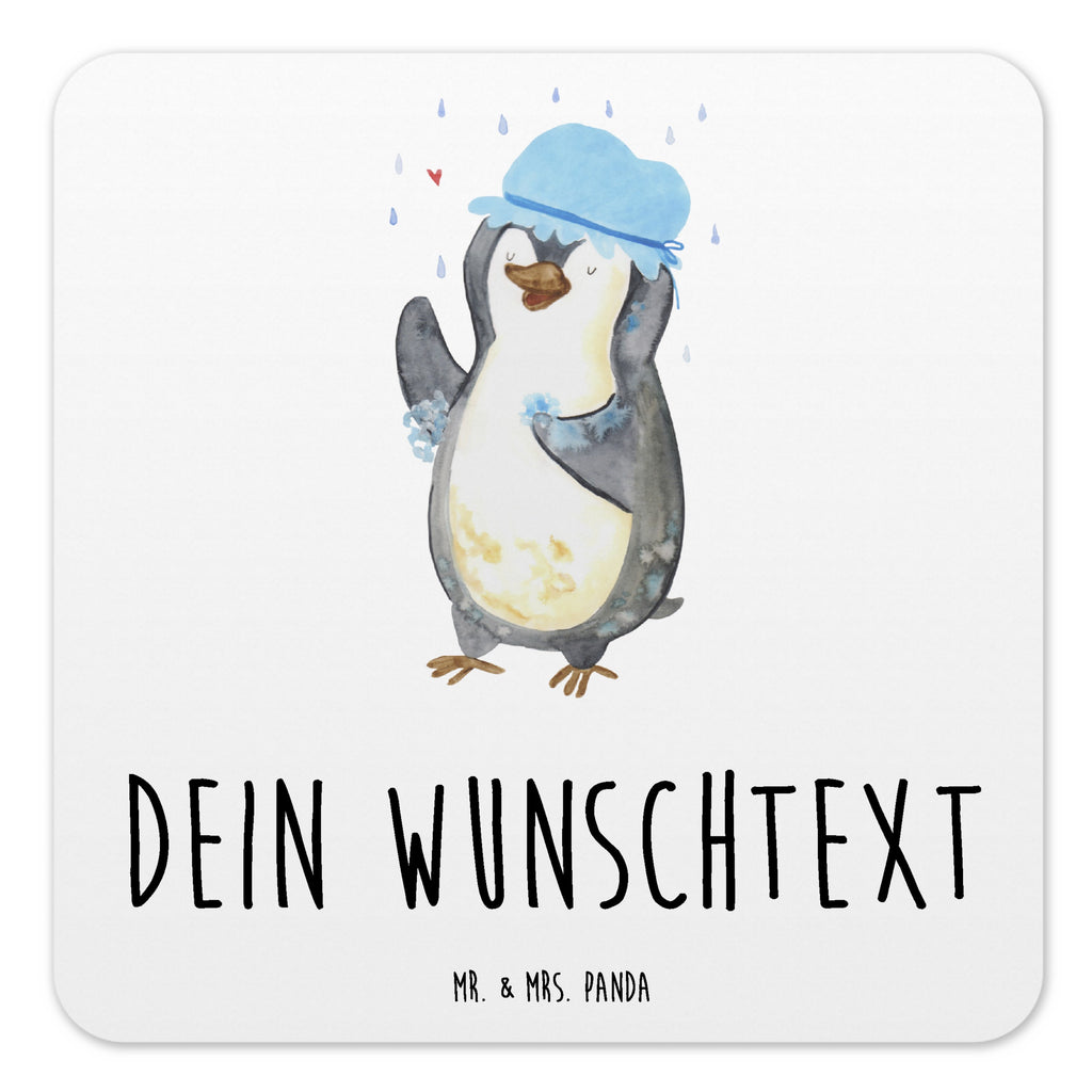 Personalisiertes Untersetzer Set Pinguin Duschen Personalisierte Untersetzer, Pinguin, Pinguine, Dusche, duschen, Lebensmotto, Motivation, Neustart, Neuanfang, glücklich sein