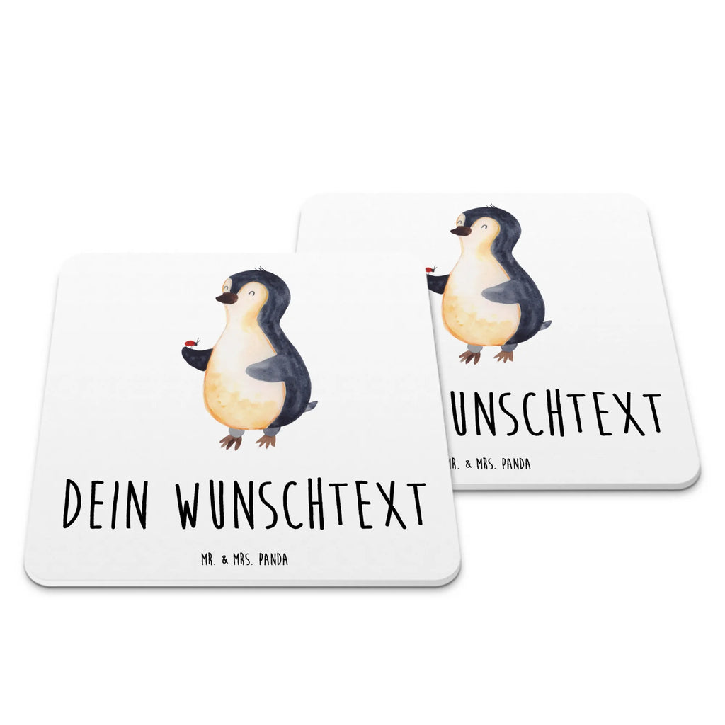 Personalisiertes Untersetzer Set Pinguin Marienkäfer Personalisierte Untersetzer, Pinguin, Pinguine, Marienkäfer, Liebe, Wunder, Glück, Freude, Lebensfreude