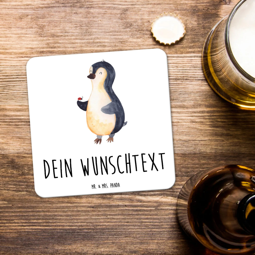 Personalisiertes Untersetzer Set Pinguin Marienkäfer Personalisierte Untersetzer, Pinguin, Pinguine, Marienkäfer, Liebe, Wunder, Glück, Freude, Lebensfreude