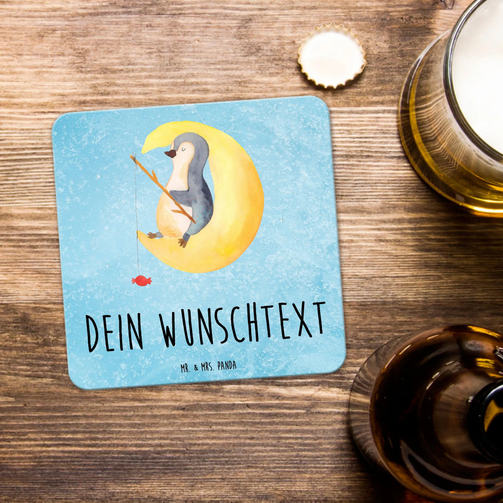 Personalisiertes Untersetzer Set Pinguin Mond Personalisierte Untersetzer, Pinguin, Pinguine, Spruch, schlafen, Nachtruhe, Einschlafen, Schlafzimmer, Schlafstörungen, Gästezimmer