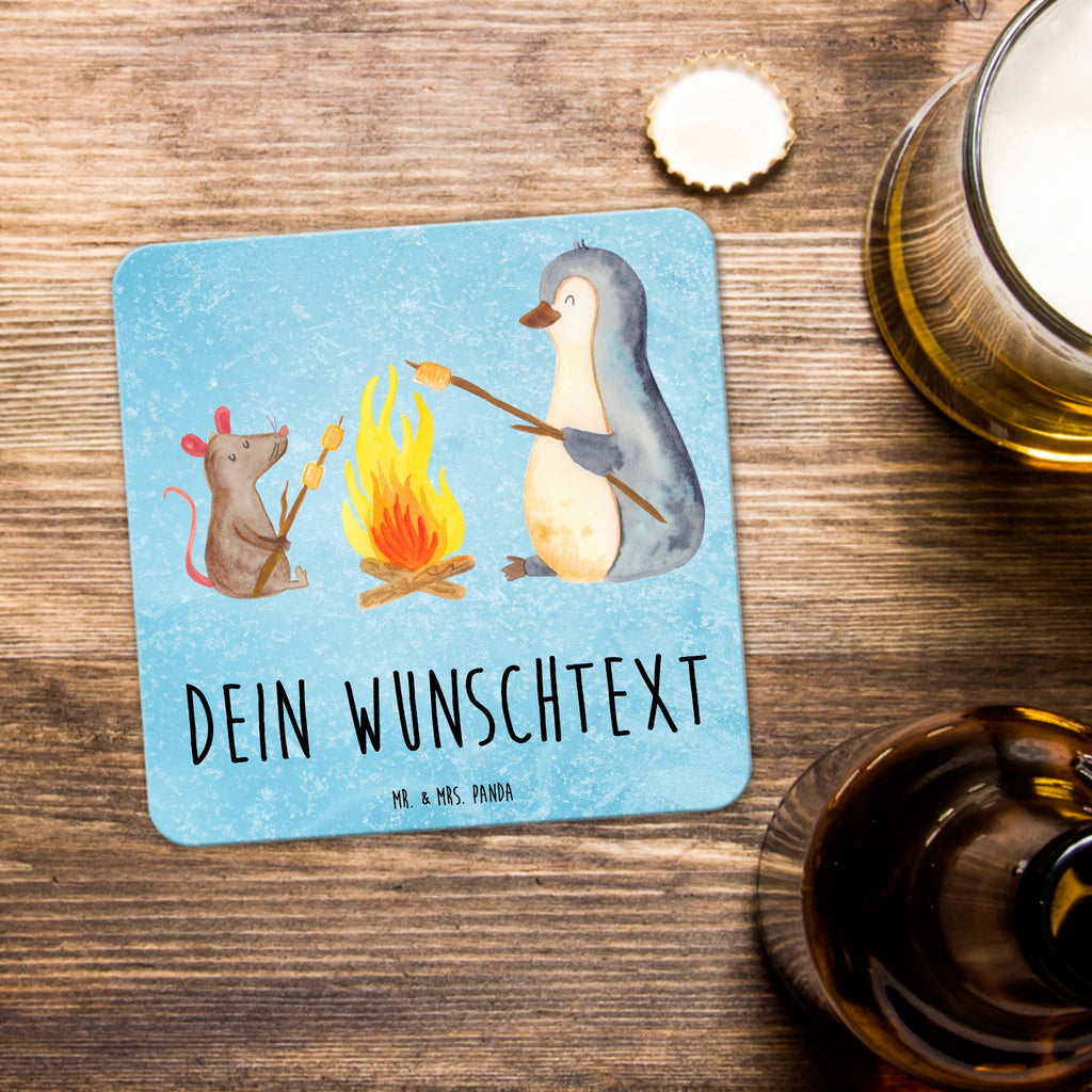 Personalisiertes Untersetzer Set Pinguin Lagerfeuer Personalisierte Untersetzer, Pinguin, Maus, Pinguine, Lagerfeuer, Leben, Arbeit, Job, Motivation, Büro, Büroalltag, Lebensspruch, Lebensmotivation, Neustart, Liebe, grillen, Feuer, Marshmallows