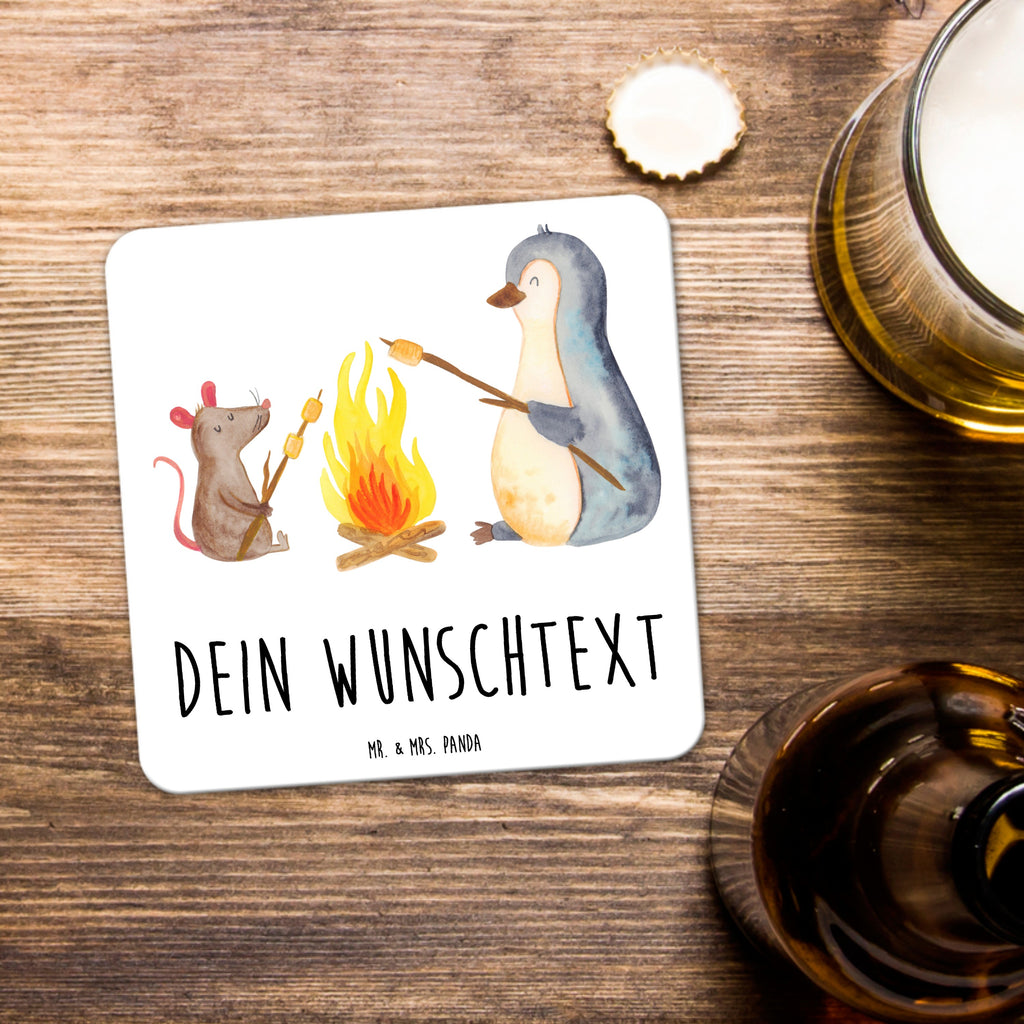 Personalisiertes Untersetzer Set Pinguin Lagerfeuer Personalisierte Untersetzer, Pinguin, Maus, Pinguine, Lagerfeuer, Leben, Arbeit, Job, Motivation, Büro, Büroalltag, Lebensspruch, Lebensmotivation, Neustart, Liebe, grillen, Feuer, Marshmallows