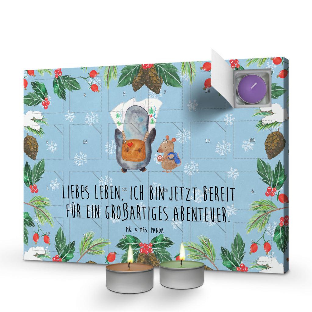 Duftkerzen Adventskalender Pinguin & Maus Wanderer Adventskalender, Kerzen Adventskalender, Duftkerzen Adventskalender, Pinguin, Pinguine, Abenteurer, Abenteuer, Roadtrip, Ausflug, Wanderlust, wandern