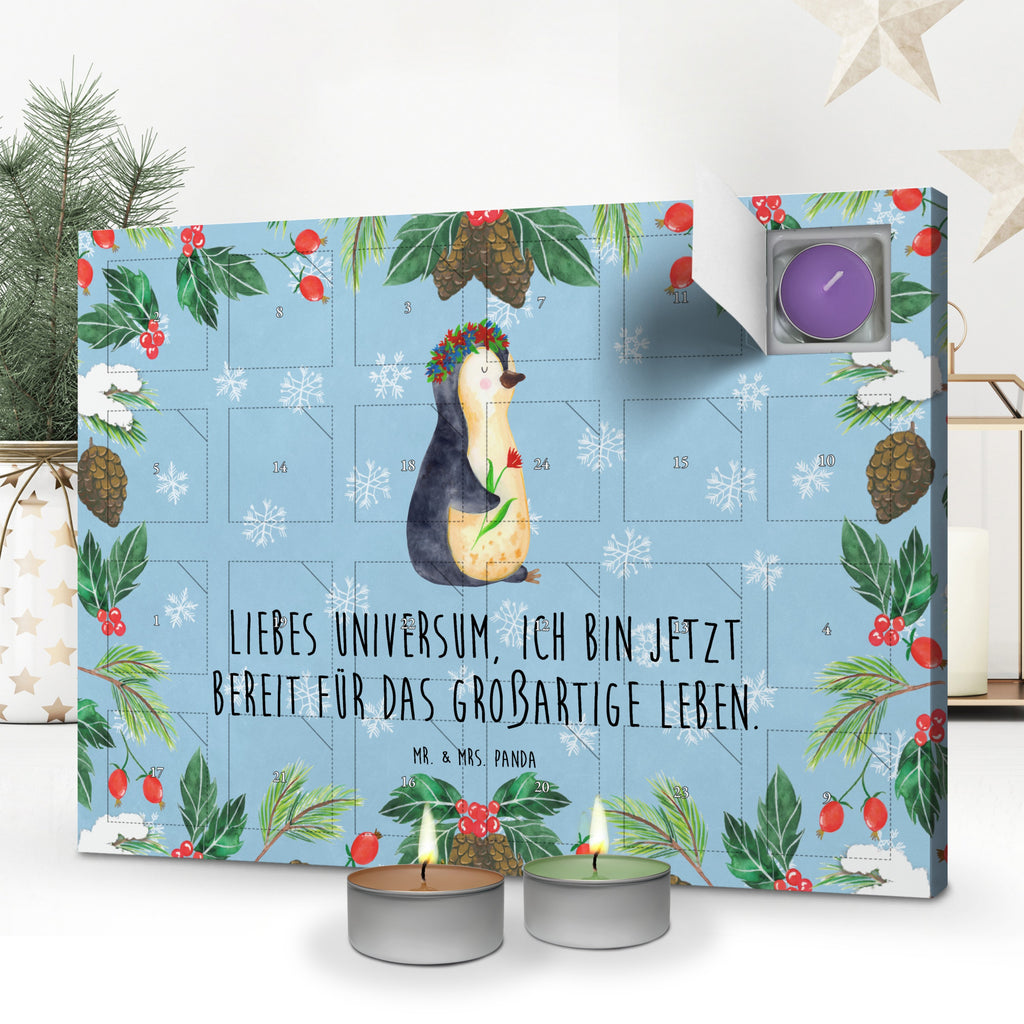 Duftkerzen Adventskalender Pinguin Blumen Adventskalender, Kerzen Adventskalender, Duftkerzen Adventskalender, Pinguin, Pinguine, Blumenkranz, Universum, Leben, Wünsche, Ziele, Lebensziele, Motivation, Lebenslust, Liebeskummer, Geschenkidee