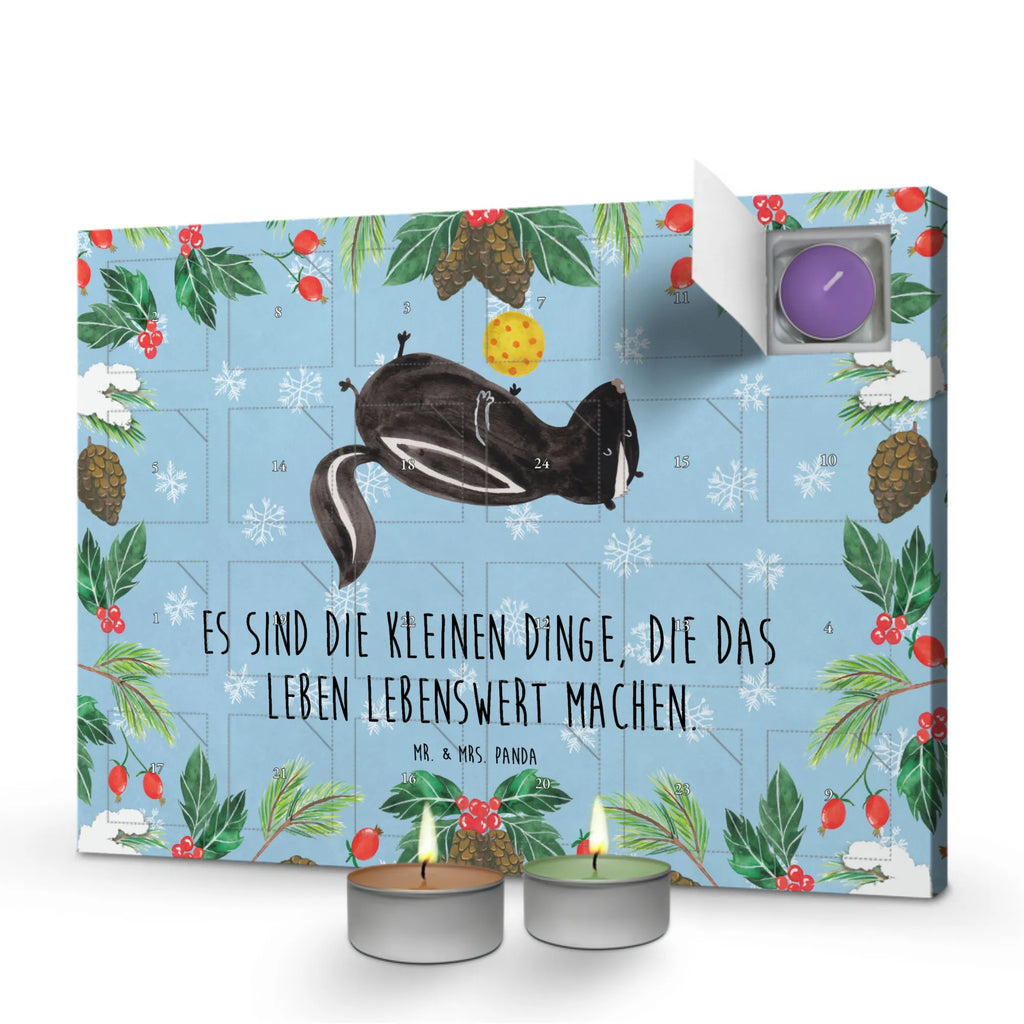 Duftkerzen Adventskalender Stinktier Ball Adventskalender, Kerzen Adventskalender, Duftkerzen Adventskalender, Stinktier, Skunk, Wildtier, Raubtier, Stinker, Stinki, verspielt, Weisheit