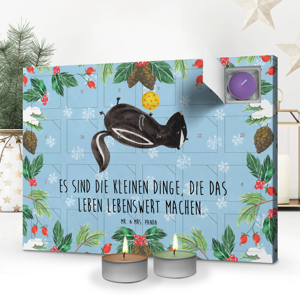 Duftkerzen Adventskalender Stinktier Ball Adventskalender, Kerzen Adventskalender, Duftkerzen Adventskalender, Stinktier, Skunk, Wildtier, Raubtier, Stinker, Stinki, verspielt, Weisheit