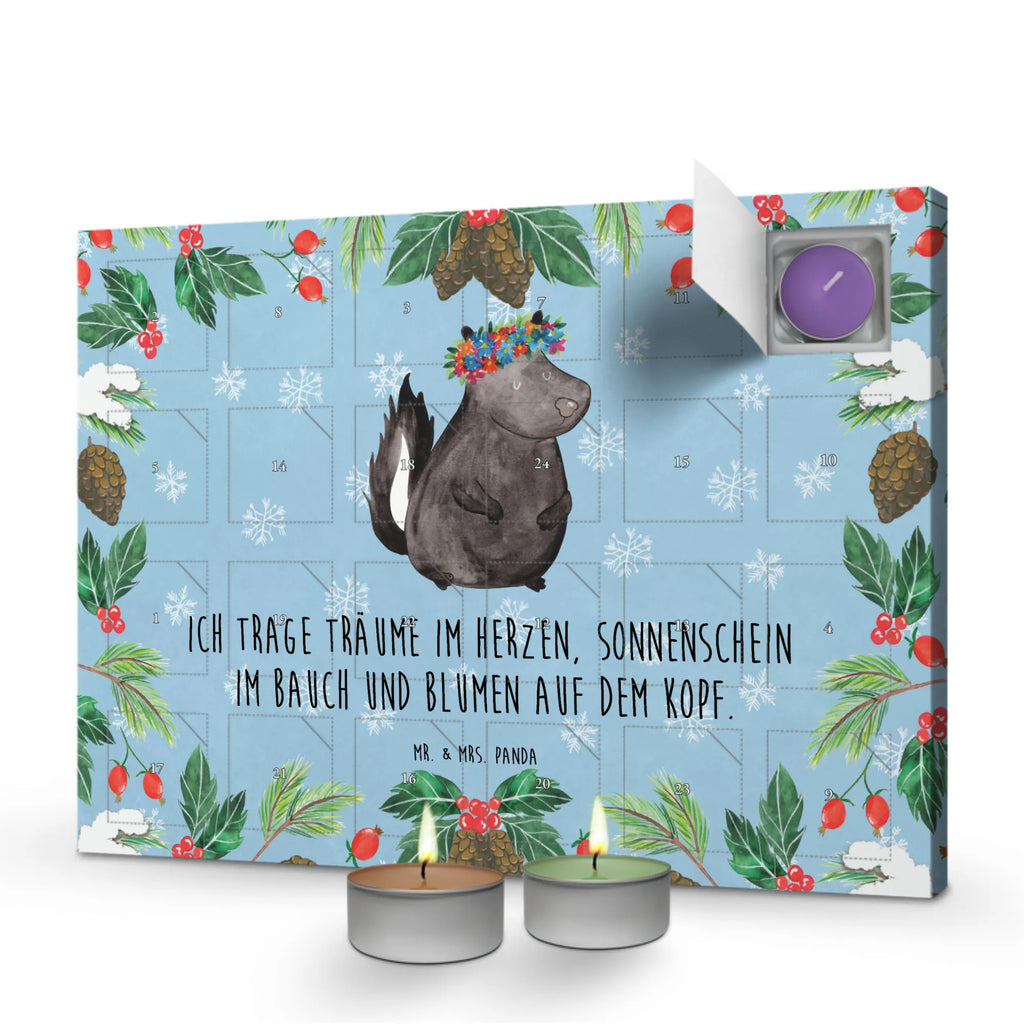 Duftkerzen Adventskalender Stinktier Mädchen Adventskalender, Kerzen Adventskalender, Duftkerzen Adventskalender, Stinktier, Skunk, Wildtier, Raubtier, Stinker, Stinki, Yoga, Namaste, Lebe, Liebe, Lache