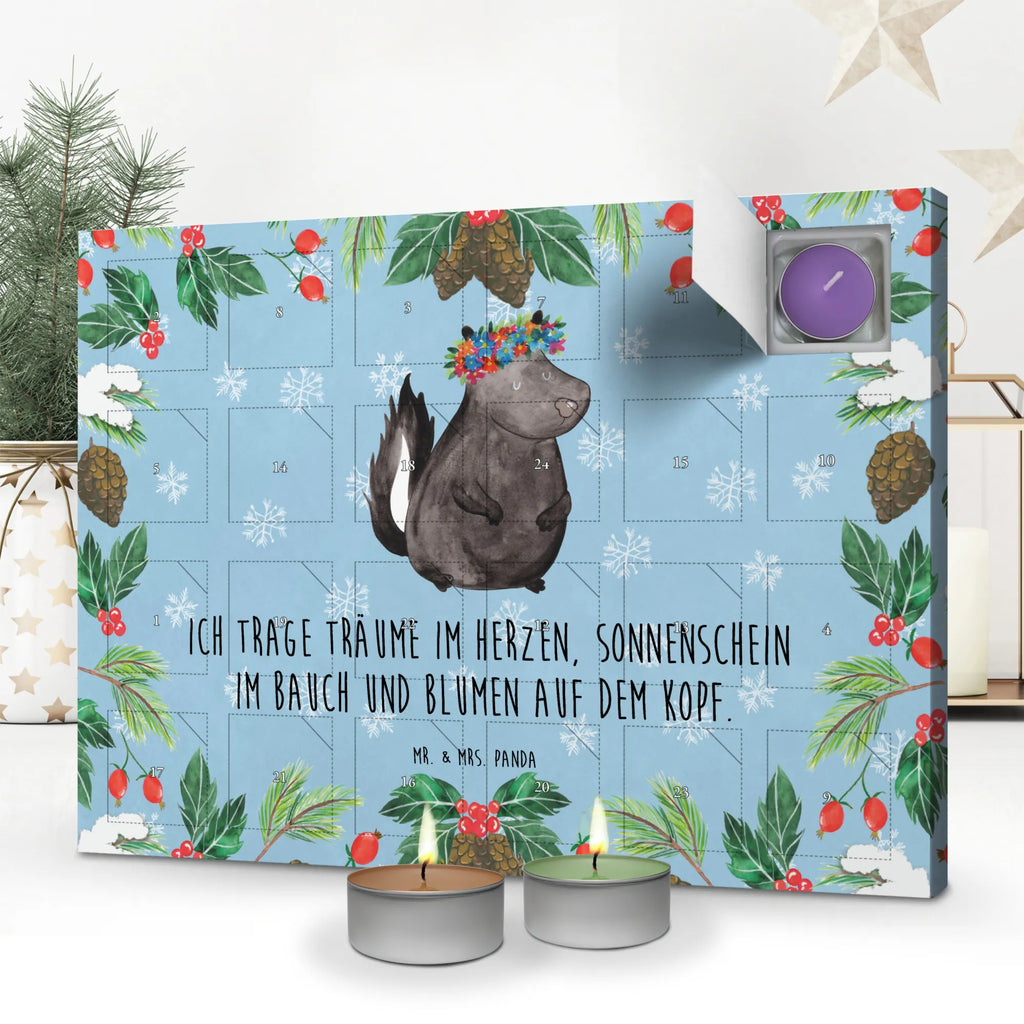 Duftkerzen Adventskalender Stinktier Mädchen Adventskalender, Kerzen Adventskalender, Duftkerzen Adventskalender, Stinktier, Skunk, Wildtier, Raubtier, Stinker, Stinki, Yoga, Namaste, Lebe, Liebe, Lache