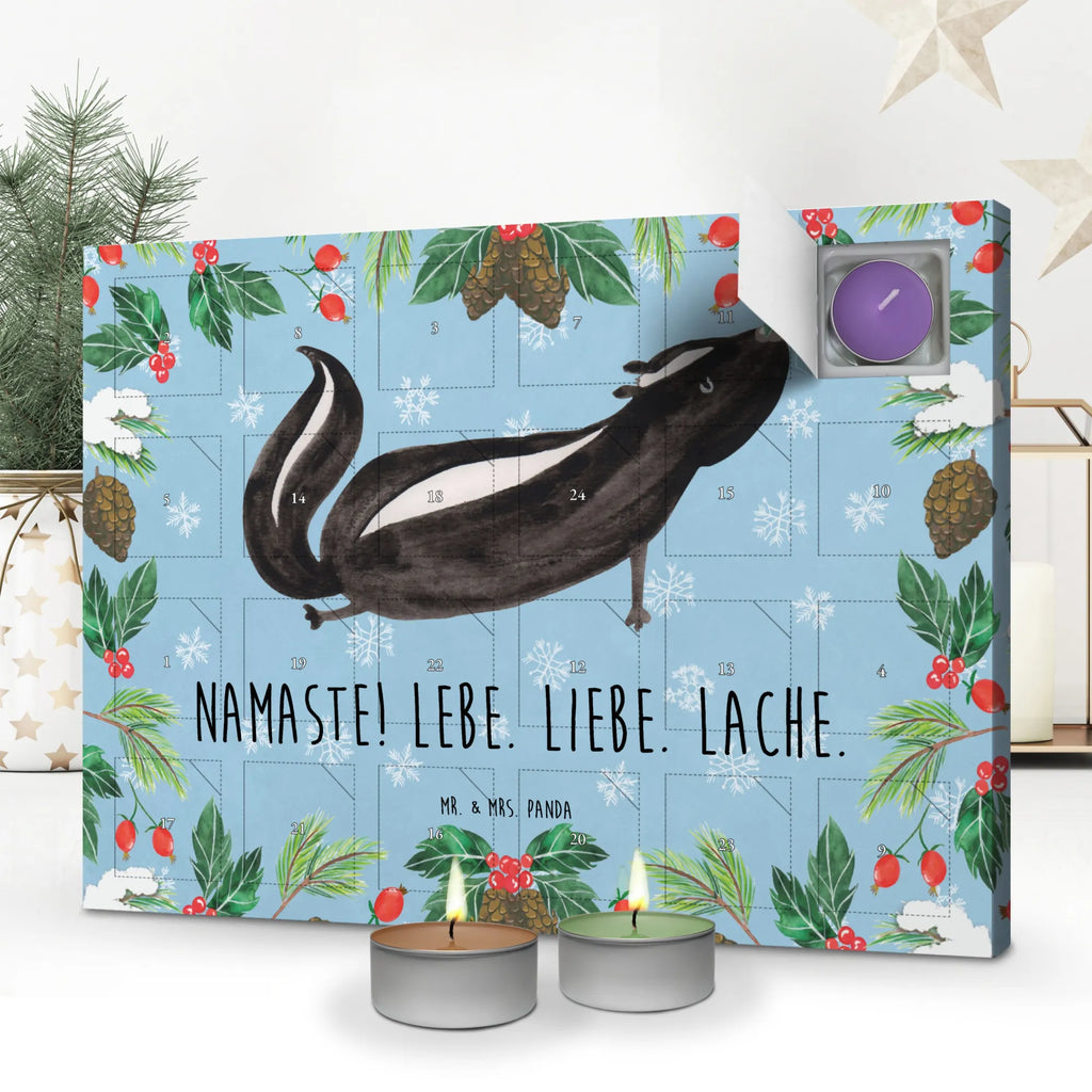 Duftkerzen Adventskalender Stinktier Yoga Adventskalender, Kerzen Adventskalender, Duftkerzen Adventskalender, Stinktier, Skunk, Wildtier, Raubtier, Stinker, Stinki, Yoga, Namaste, Lebe, Liebe, Lache