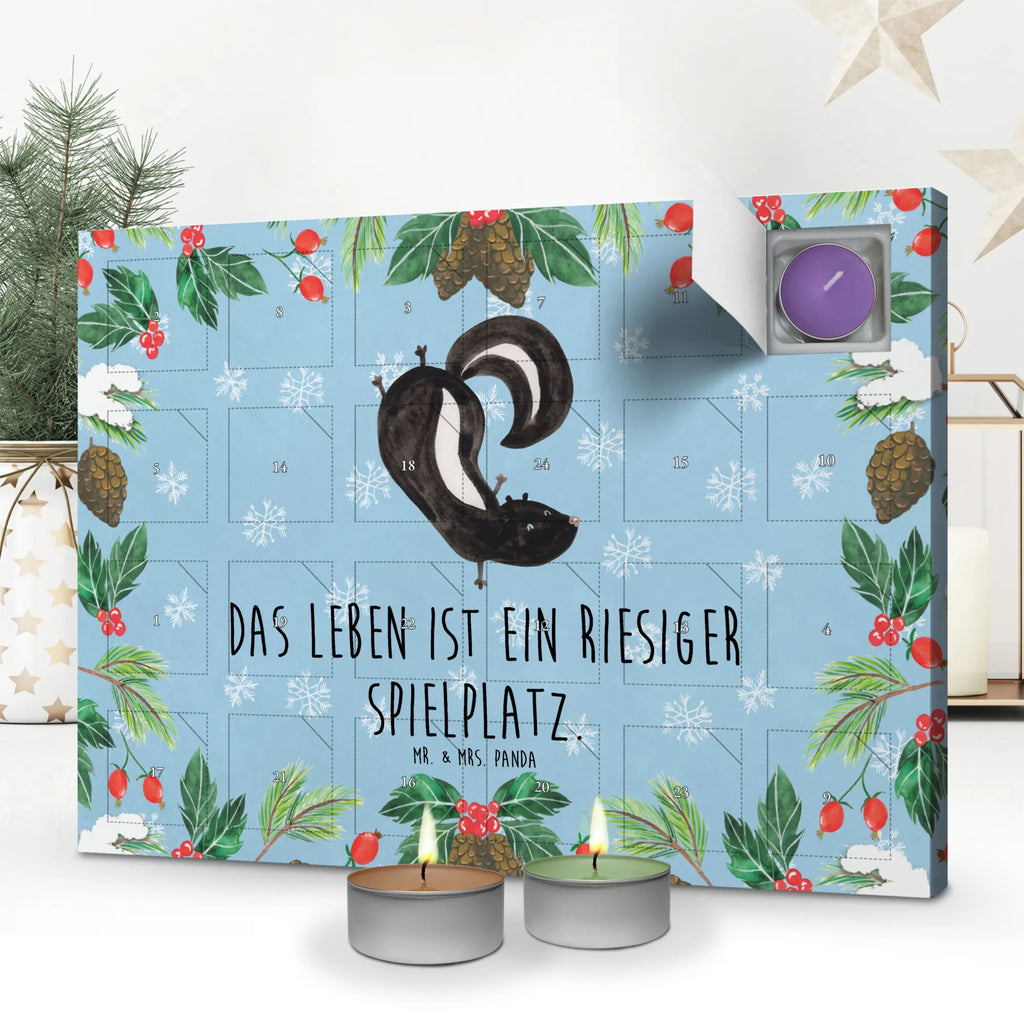 Duftkerzen Adventskalender Stinktier Handstand Adventskalender, Kerzen Adventskalender, Duftkerzen Adventskalender, Stinktier, Skunk, Wildtier, Raubtier, Stinker, Stinki, Spielplatz, verpielt, Kind