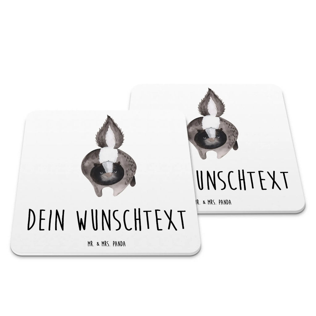 Personalisiertes Untersetzer Set Stinktier Angriff Personalisierte Untersetzer, Stinktier, Skunk, Wildtier, Raubtier, Stinker, Stinki, wütend, Drohung