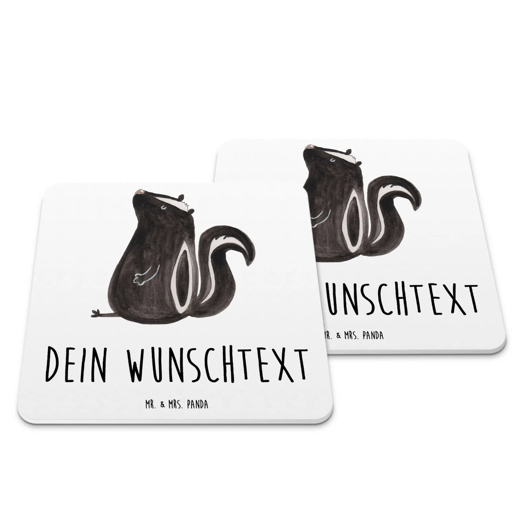 Personalisiertes Untersetzer Set Stinktier Sitzen Personalisierte Untersetzer, Stinktier, Skunk, Wildtier, Raubtier, Stinker, Stinki, Spruch, Büro, Recht, Besserwisser