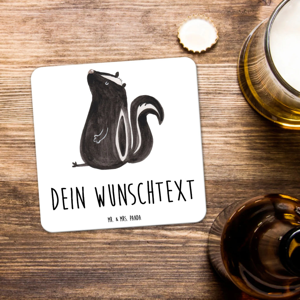 Personalisiertes Untersetzer Set Stinktier Sitzen Personalisierte Untersetzer, Stinktier, Skunk, Wildtier, Raubtier, Stinker, Stinki, Spruch, Büro, Recht, Besserwisser