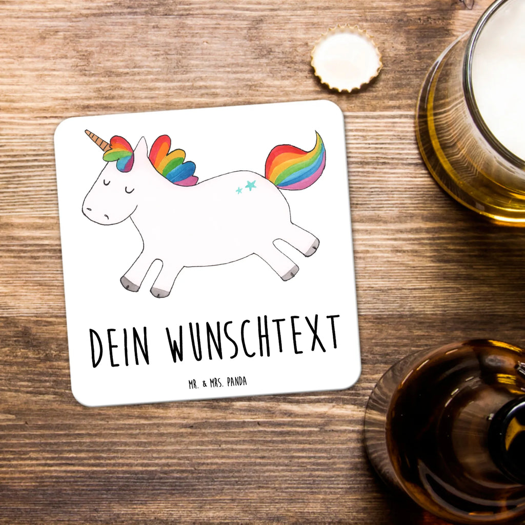 Personalisiertes Untersetzer Set Einhorn Happy Personalisierte Untersetzer, Einhorn, Einhörner, Einhorn Deko, Pegasus, Unicorn, glücklich, fröhlich, Spaß, Freude, Lebensfreude, witzig, spannend, Lächeln, Lachen