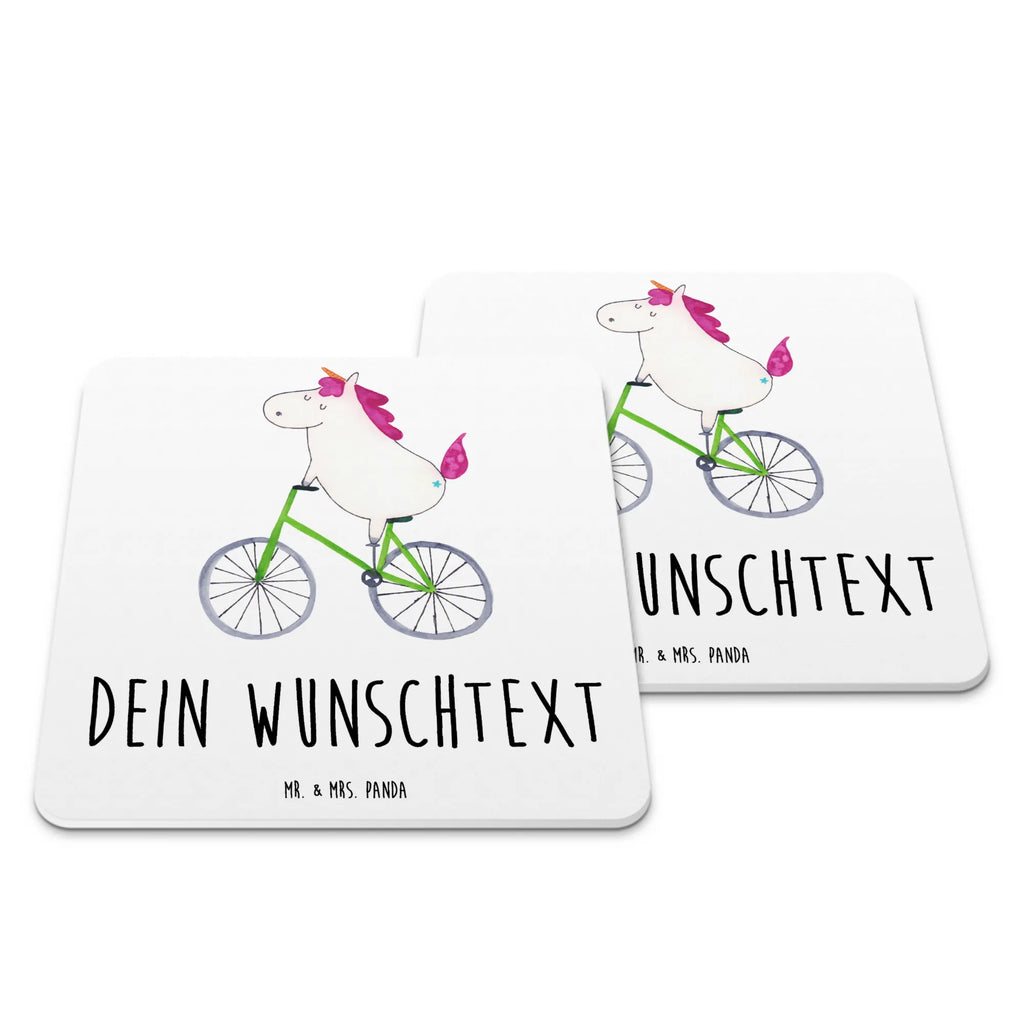 Personalisiertes Untersetzer Set Einhorn Radfahrer Personalisierte Untersetzer, Einhorn, Einhörner, Einhorn Deko, Pegasus, Unicorn, Radfahren, Radfahrer, Rad, Bike, Feenstaub, Konfetti, Luxusproblem, Kummer, Liebeskummer