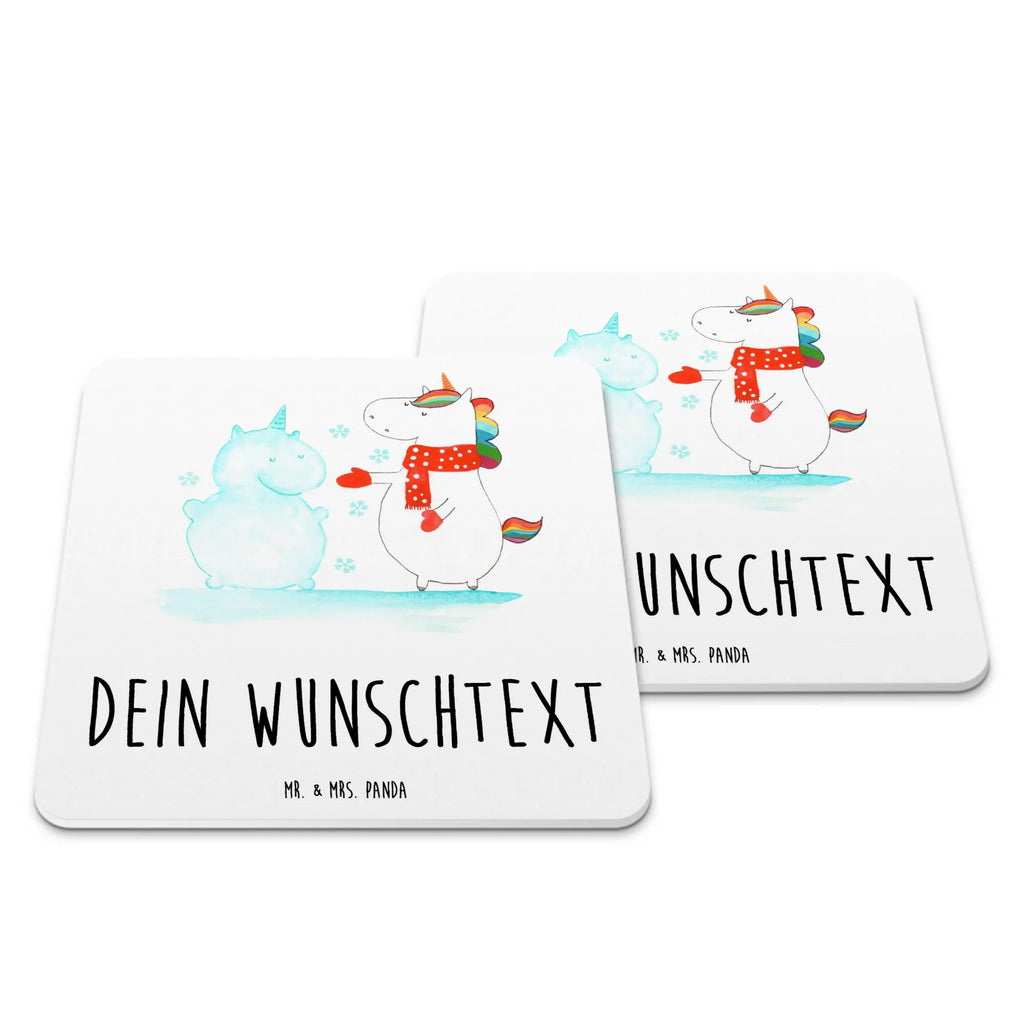 Personalisiertes Untersetzer Set Einhorn Schneemann Personalisierte Untersetzer, Einhorn, Einhörner, Einhorn Deko, Unicorn, Schneemann, Winter, Schnee, Kuchen, Weihnachten, kalt, Mütze, Handschuhe, X-Mas