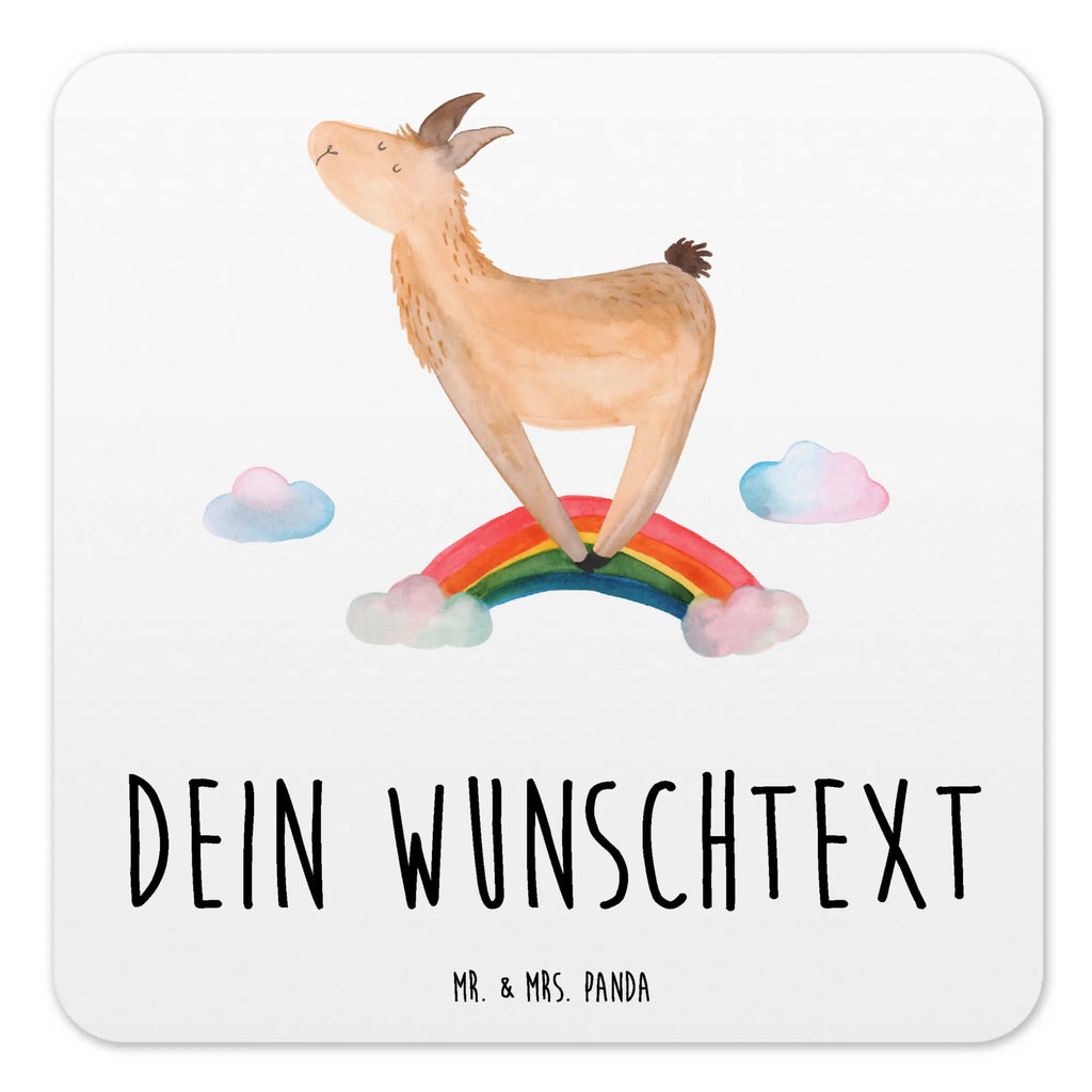 Personalisiertes Untersetzer Set Lama Regenbogen Personalisierte Untersetzer, Lama, Alpaka, Lamas, Regenbogen, Haters gonna hate, Haters, Selbstständig, Außenseiter, Schule, Abi, Hobby, Wolkenland, Freiheit