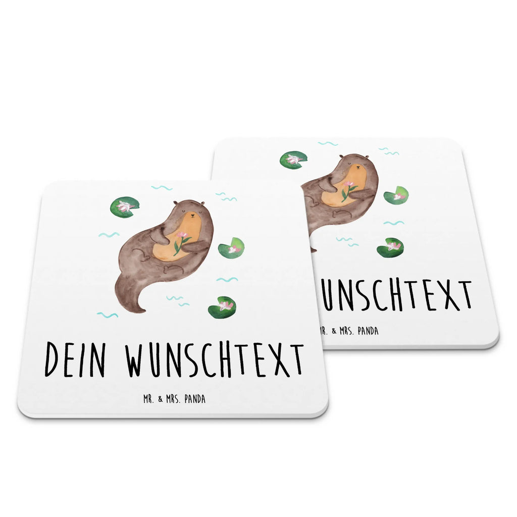 Personalisiertes Untersetzer Set Otter Seerose Personalisierte Untersetzer, Otter, Fischotter, Seeotter, Otter Seeotter See Otter