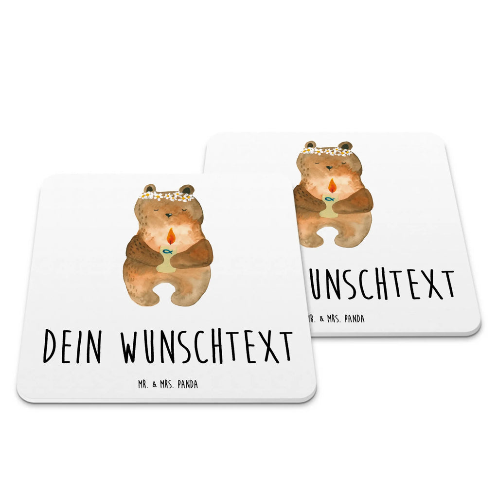 Personalisiertes Untersetzer Set Bär Kommunion Personalisierte Untersetzer, Bär, Teddy, Teddybär, Kommunion, Gottes Segen, Taufkerze, katholisch