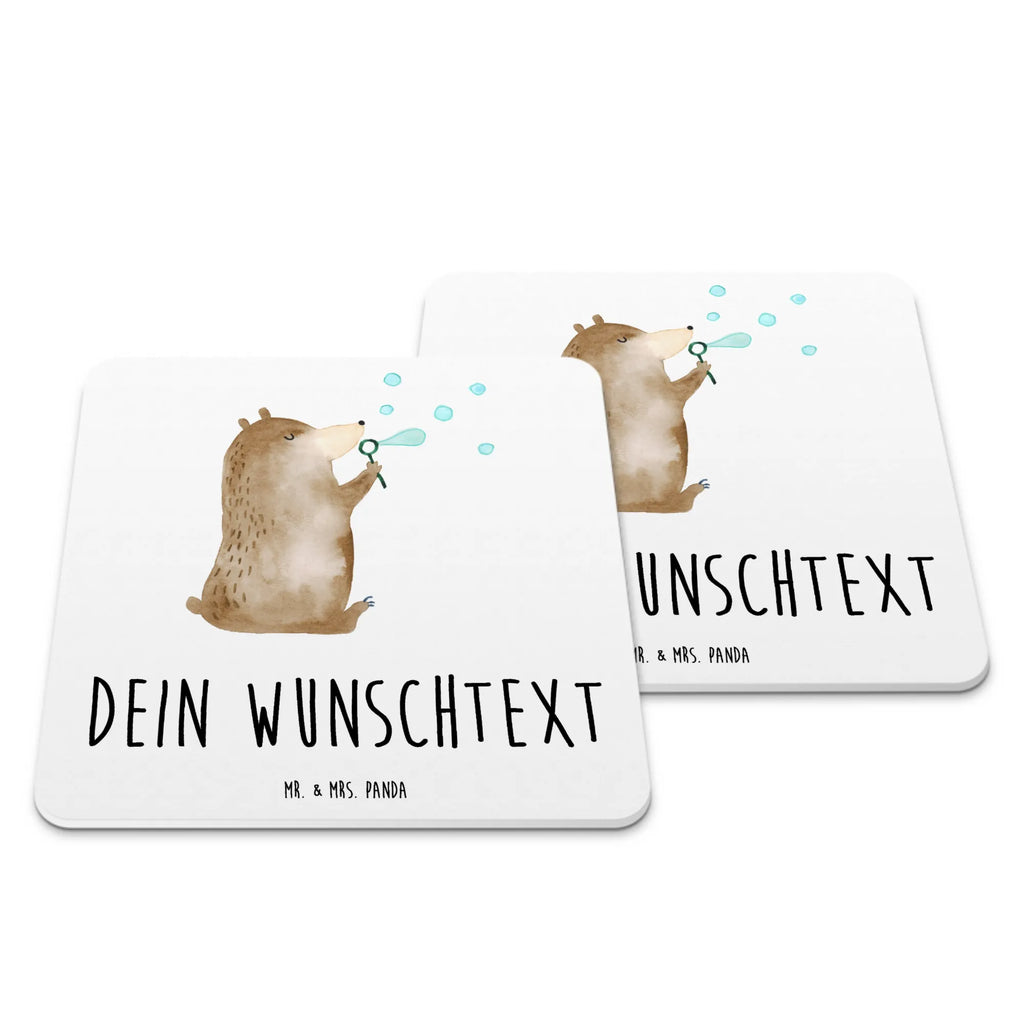 Personalisiertes Untersetzer Set Bär Seifenblasen Personalisierte Untersetzer, Bär, Teddy, Teddybär, Seifenblasen Bär Lustig Sein Glücklich Traurig Happy