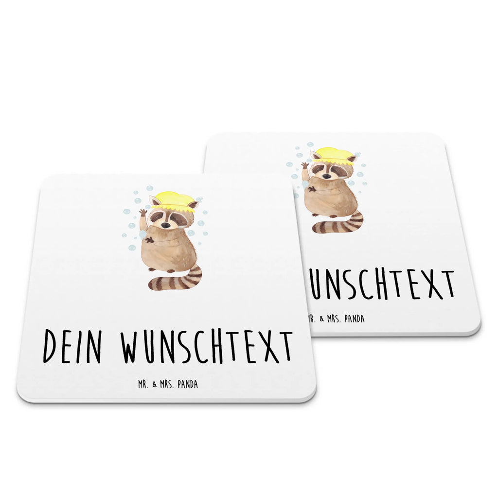 Personalisiertes Untersetzer Set Waschbär Personalisierte Untersetzer, Tiermotive, Gute Laune, lustige Sprüche, Tiere, Waschbär, Tagträumen, Plan, Fröhlich, waschen, Seifenblasen