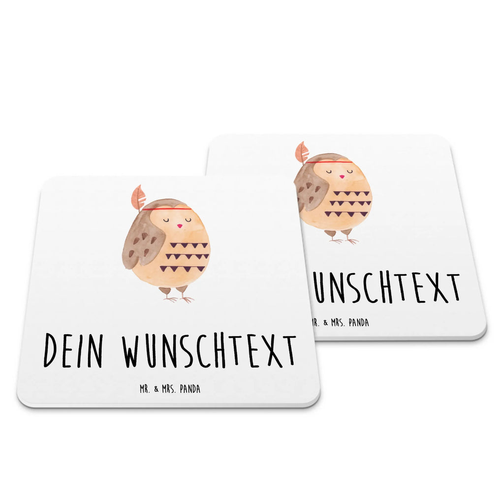 Personalisiertes Untersetzer Set Eule Federschmuck Personalisierte Untersetzer, Eule, Eule Deko, Owl, Das Leben ist ein Abenteuer, Reisespruch, Federschmuck, Dekoration