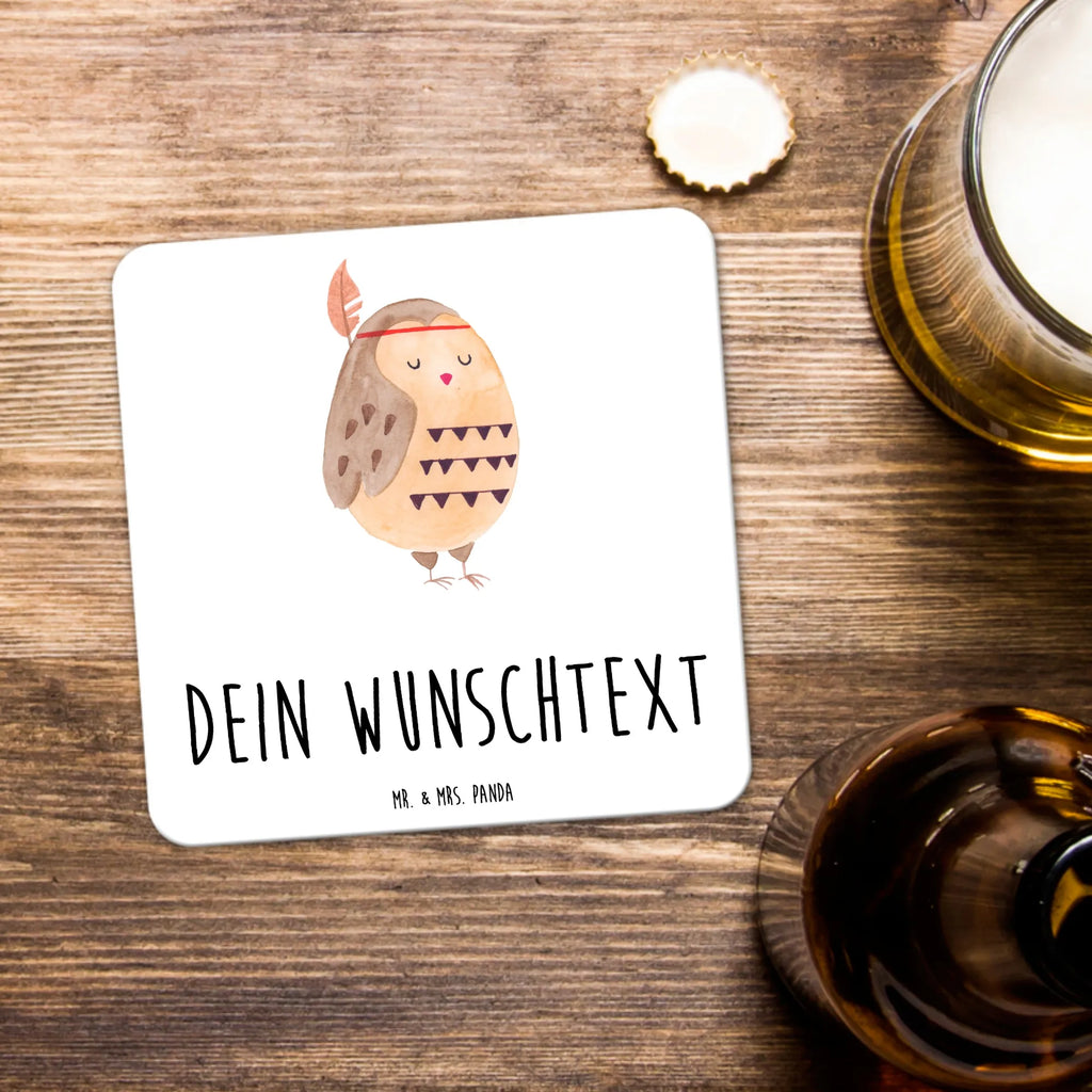 Personalisiertes Untersetzer Set Eule Federschmuck Personalisierte Untersetzer, Eule, Eule Deko, Owl, Das Leben ist ein Abenteuer, Reisespruch, Federschmuck, Dekoration