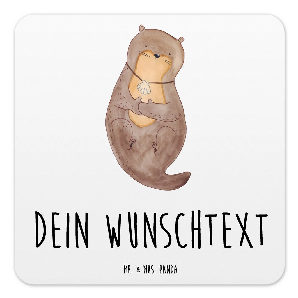 Personalisiertes Untersetzer Set Otter Muschel Personalisierte Untersetzer, Otter, Fischotter, Seeotter, Otterliebe, grübeln, träumen, Motivation, Tagträumen, Büro