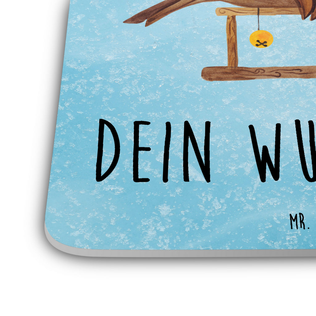 Personalisiertes Untersetzer Set Rotkehlchen Schlitten Personalisierte Untersetzer, Winter, Weihnachten, Weihnachtsdeko, Nikolaus, Advent, Heiligabend, Wintermotiv, Schlitten, Vogel