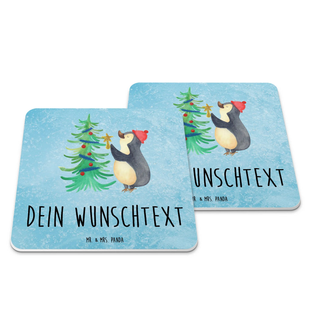 Personalisiertes Untersetzer Set Pinguin Weihnachtsbaum Personalisierte Untersetzer, Winter, Weihnachten, Weihnachtsdeko, Nikolaus, Advent, Heiligabend, Wintermotiv, Pinguin