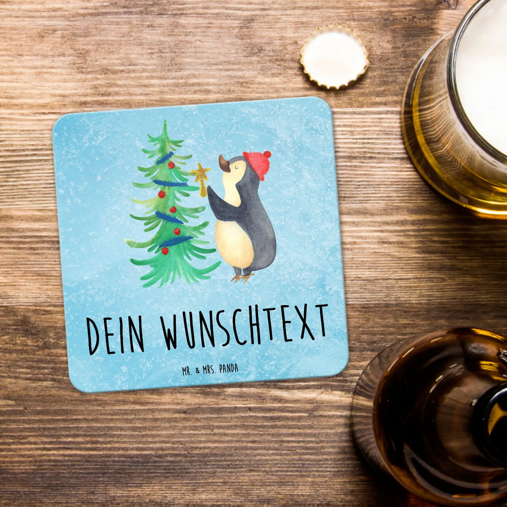 Personalisiertes Untersetzer Set Pinguin Weihnachtsbaum Personalisierte Untersetzer, Winter, Weihnachten, Weihnachtsdeko, Nikolaus, Advent, Heiligabend, Wintermotiv, Pinguin