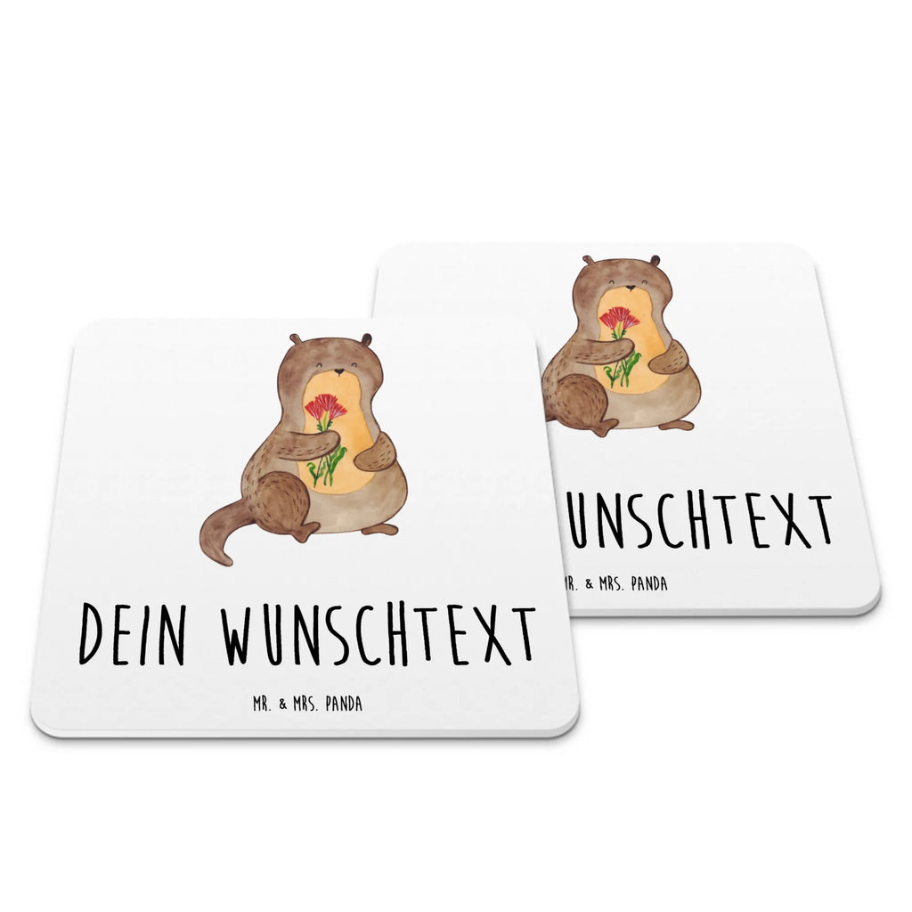 Personalisiertes Untersetzer Set Otter Blumenstrauß Personalisierte Untersetzer, Otter, Fischotter, Seeotter, Otter Seeotter See Otter