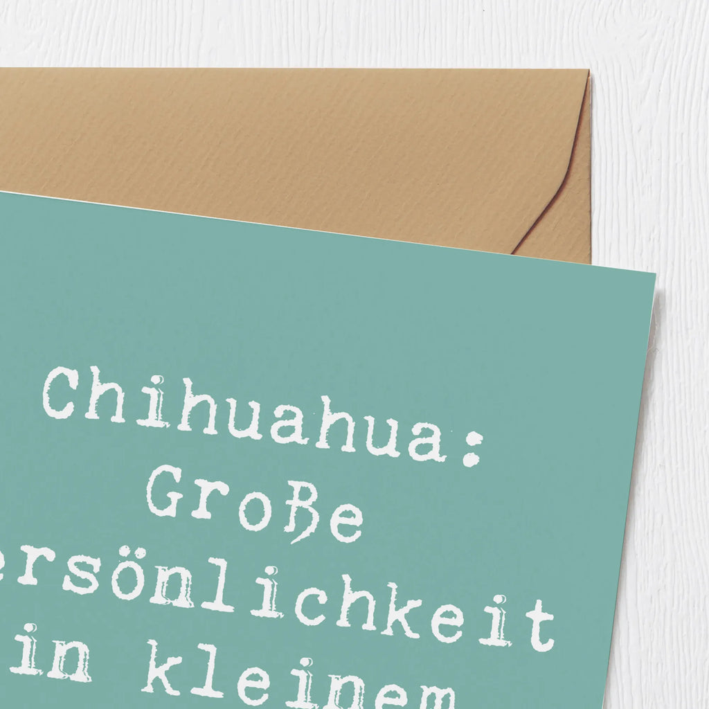 Deluxe Karte Spruch Chihuahua Persönlichkeit Karte, Grußkarte, Klappkarte, Einladungskarte, Glückwunschkarte, Hochzeitskarte, Geburtstagskarte, Hochwertige Grußkarte, Hochwertige Klappkarte, Hund, Hunderasse, Rassehund, Hundebesitzer, Geschenk, Tierfreund, Schenken, Welpe